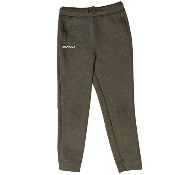 CCM Gray Sweatpants Tapered Joggers Elastic Cuffs - Youth Large - Picture 1 of 7